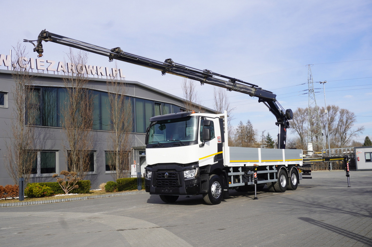 RENAULT C430 / HIAB 244 EP-5 HIDUO crane 8400 kg 15 m / Platform with stanchions - Rimorchio forestale: foto 1 RENAULT C430 / HIAB 244 EP-5 HIDUO crane 8400 kg 15 m / Platform with stanchions - Rimorchio forestale: foto 1
