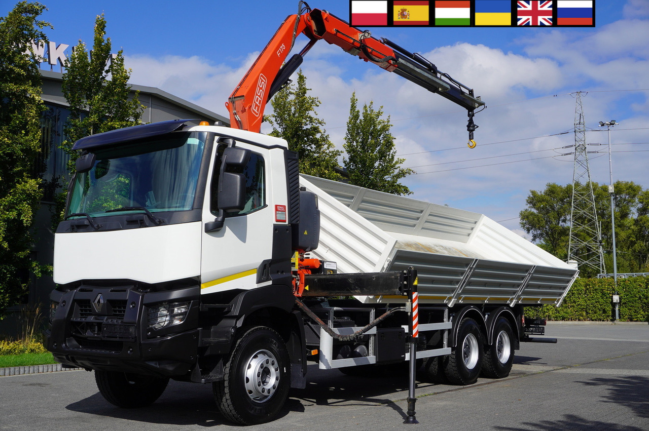 RENAULT K380 6×4 / FASSI F175 crane 7.85 t / 120 thousand km! / 2-sided tipper - Autocarro ribaltabile, Camion con gru: foto 1 RENAULT K380 6×4 / FASSI F175 crane 7.85 t / 120 thousand km! / 2-sided tipper - Autocarro ribaltabile, Camion con gru: foto 1