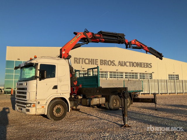 2003 Scania R124L 2007 Palfinger PK60002 19000 kg ... Flatbed Truck with Crane - Autocarro con pianale/ Cassone fisso, Camion con gru: foto 1 2003 Scania R124L 2007 Palfinger PK60002 19000 kg ... Flatbed Truck with Crane - Autocarro con pianale/ Cassone fisso, Camion con gru: foto 1
