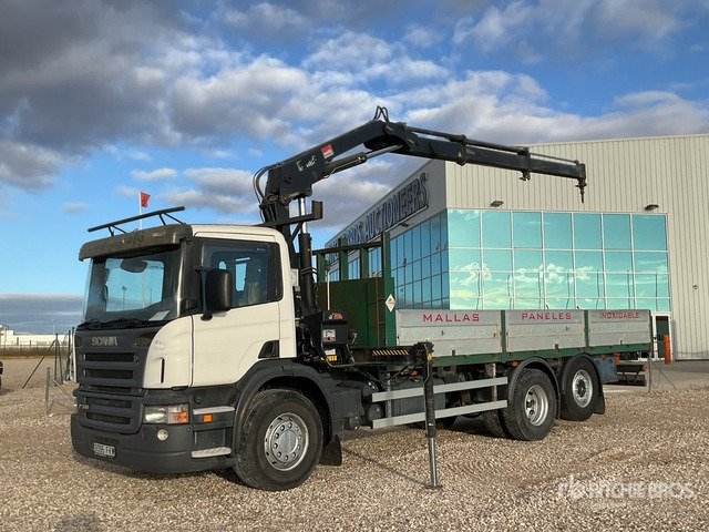 2007 Scania P340 2006 Hiab 144B-2 5 ton on 6x2 Flatbed Truck with Crane - Autocarro con pianale/ Cassone fisso, Camion con gru: foto 2 2007 Scania P340 2006 Hiab 144B-2 5 ton on 6x2 Flatbed Truck with Crane - Autocarro con pianale/ Cassone fisso, Camion con gru: foto 2