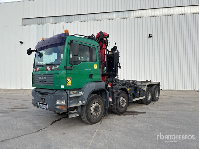2006 MAN TGA 35.350 8x4 Camion Ampliroll Grue Palfi ... Roll-Off Truck - Autocarro scarrabile, Camion con gru: foto 1 2006 MAN TGA 35.350 8x4 Camion Ampliroll Grue Palfi ... Roll-Off Truck - Autocarro scarrabile, Camion con gru: foto 1