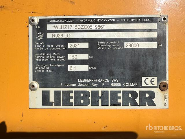2021 Liebherr R926 LC Tracked Excavator - Escavatore cingolato: foto 4 2021 Liebherr R926 LC Tracked Excavator - Escavatore cingolato: foto 4