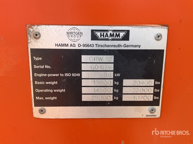2003 Hamm GRW18 8 Wheel Pneumatic Roller - Rullo gommato: foto 2 2003 Hamm GRW18 8 Wheel Pneumatic Roller - Rullo gommato: foto 2