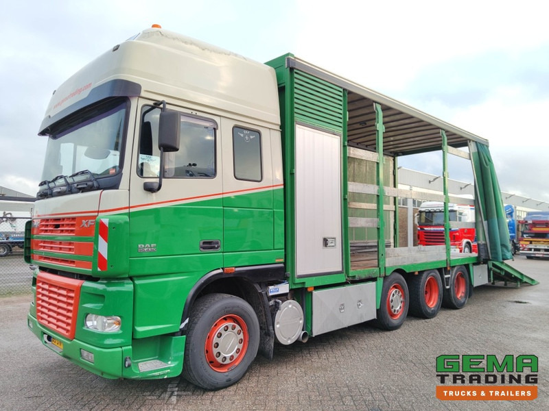 DAF FAK XF95.430 8x2 Super spacecab Euro3 - CurtainSider 7.31m + Ramp 16T - MachineTransporter - 6 Persons (V558) - Autocarro trasporto automezzi: foto 1 DAF FAK XF95.430 8x2 Super spacecab Euro3 - CurtainSider 7.31m + Ramp 16T - MachineTransporter - 6 Persons (V558) - Autocarro trasporto automezzi: foto 1
