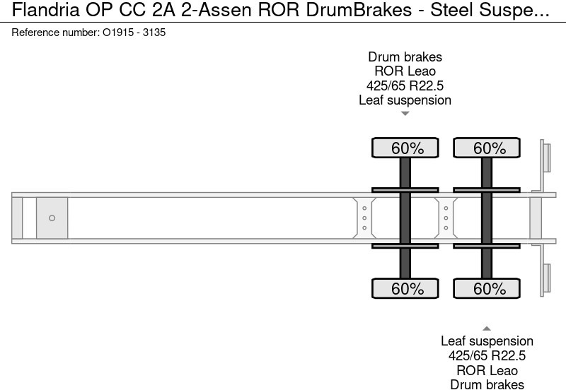 Semirimorchio portacontainer/ Caisse interchangeable Flandria OP CC 2A 2-Assen ROR DrumBrakes - Steel Suspension - 3110KG - 20FT (O1915): foto 19
