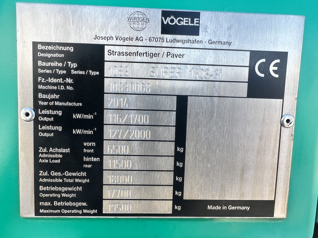 Finitrice Vögele Super 1803-3i (111558): foto 7