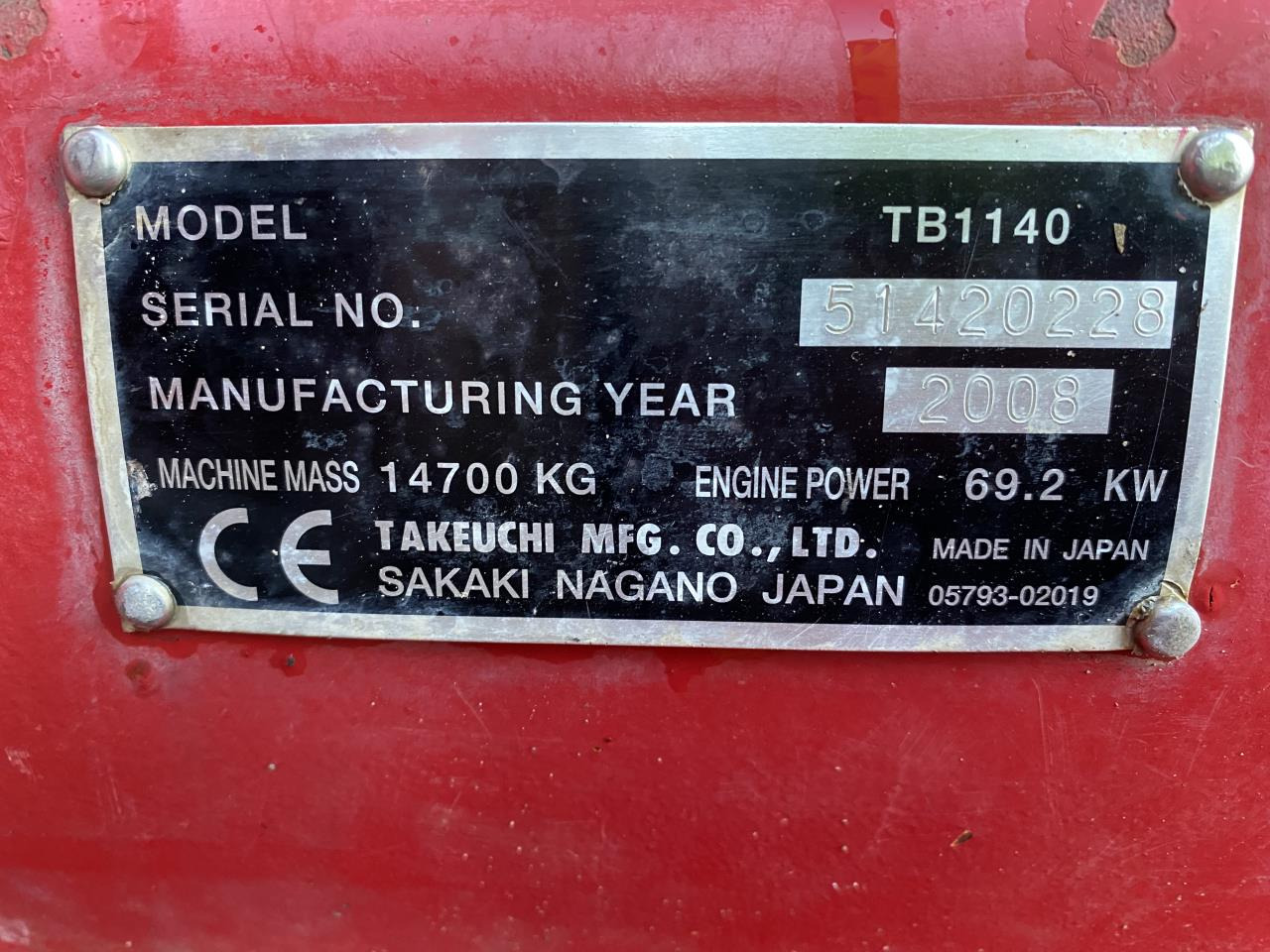 Escavatore cingolato Takeuchi TB1140: foto 10