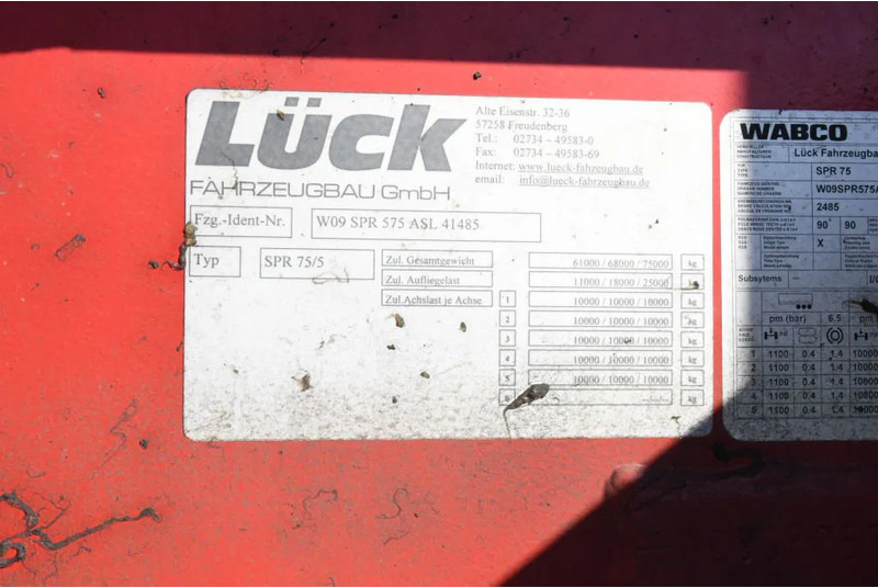 Semirimorchio cassonato/ Pianale LUECK SPR75/5  5 achse BALLAST TRAILER 3x STEERAXLE!!: foto 10
