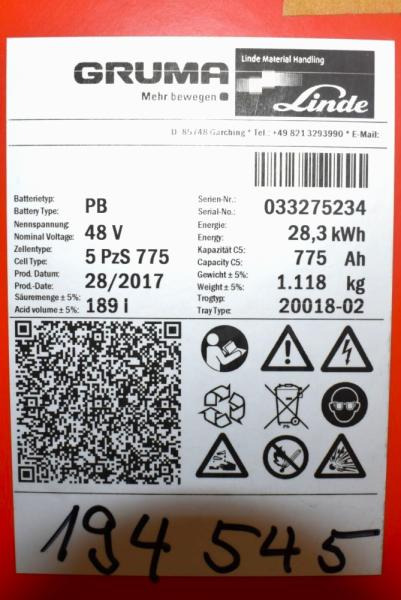 GRUMA 48 Volt 5 PzS 775 Ah - Batteria: foto 5 GRUMA 48 Volt 5 PzS 775 Ah - Batteria: foto 5