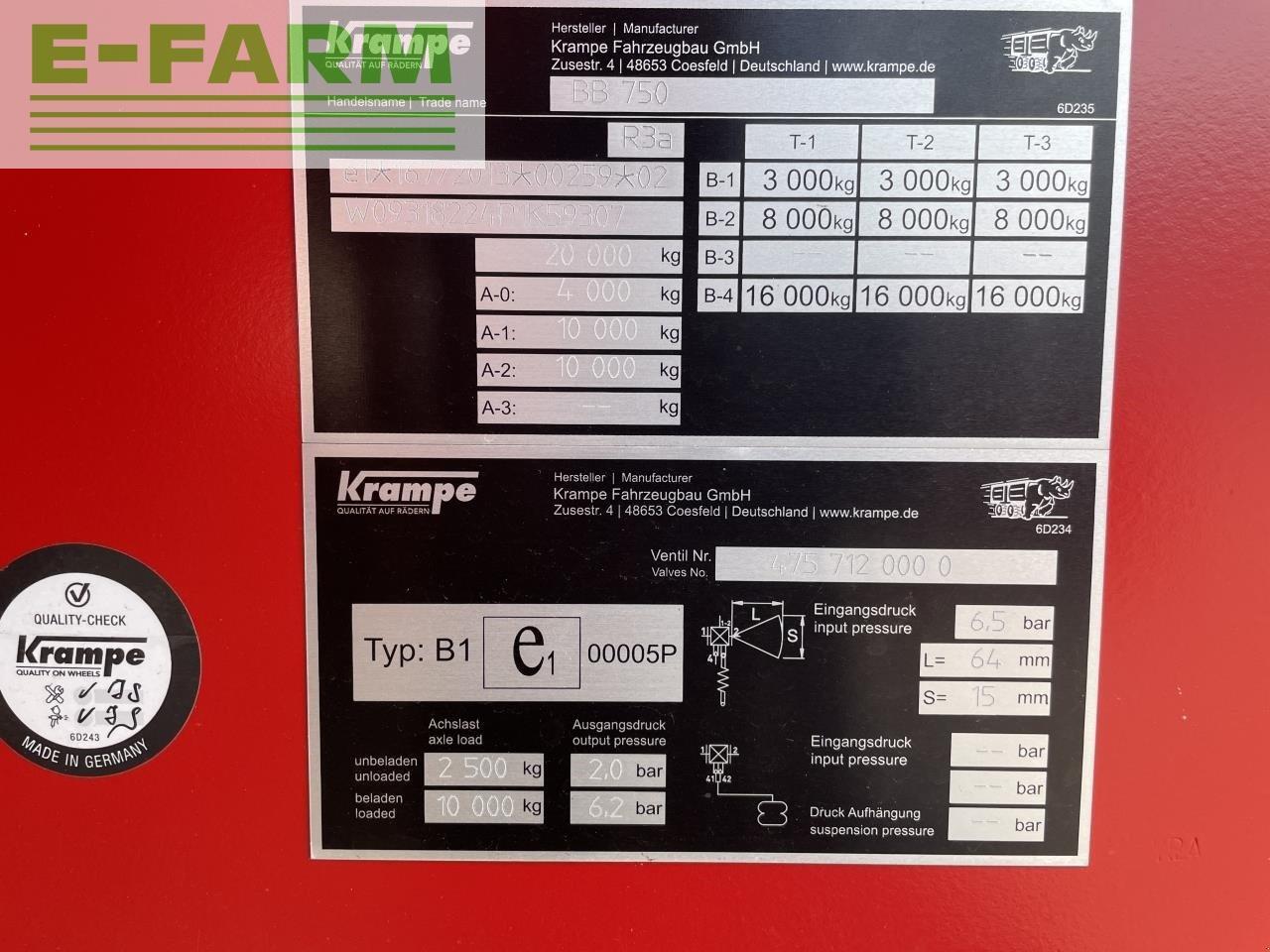 Krampe bb 750 - Rimorchio a cassone agricolo: foto 5 Krampe bb 750 - Rimorchio a cassone agricolo: foto 5