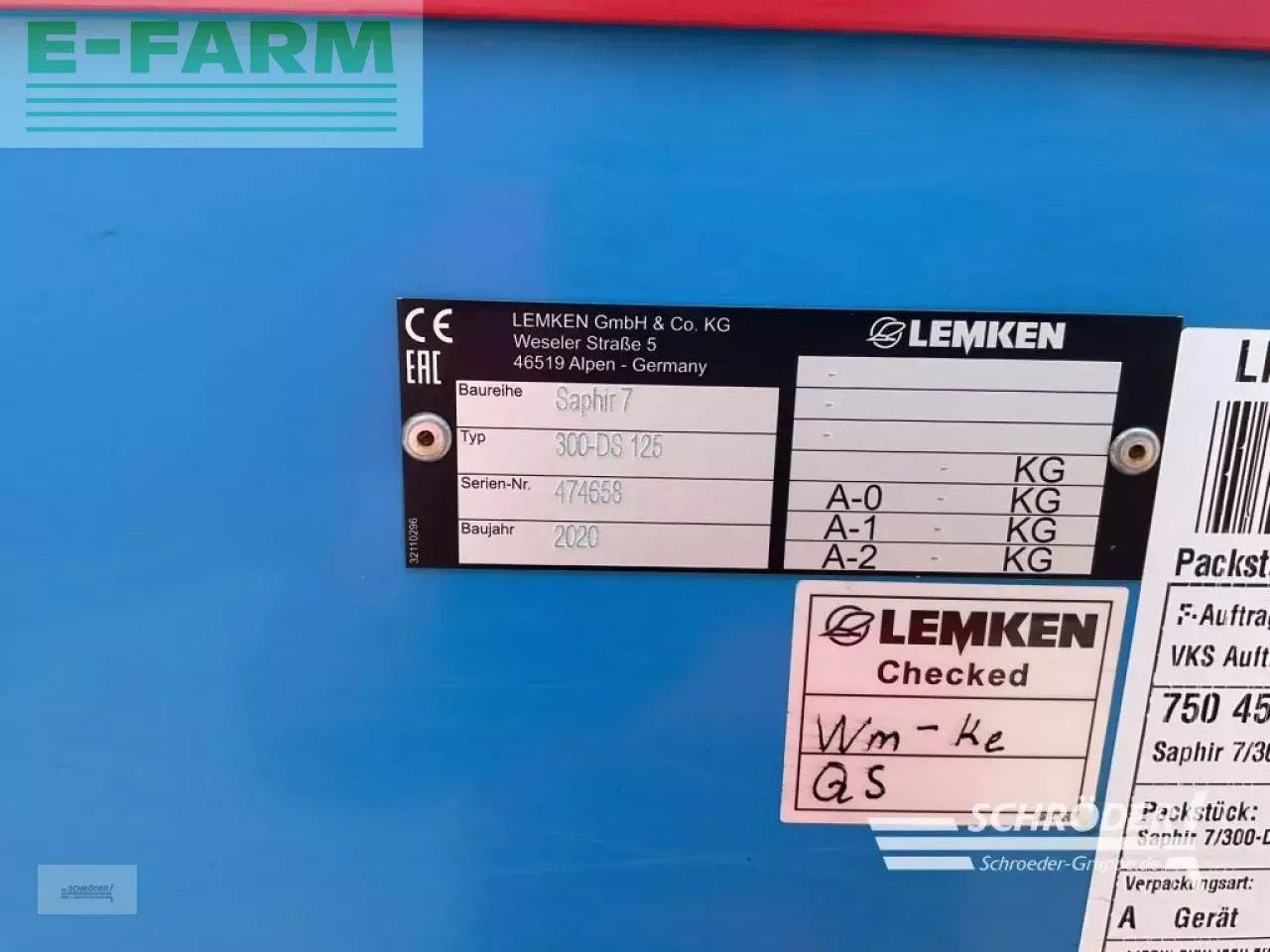 Seminatrice combinata Lemken zirkon 8/300 + saphir 7/300-ds 125: foto 14