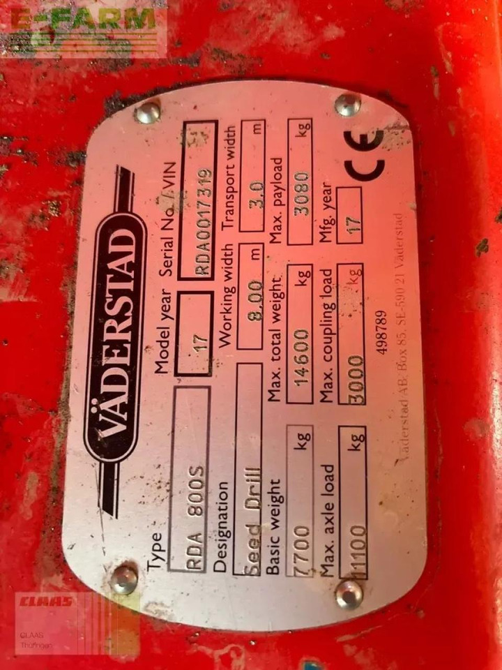 Väderstad rapid rda 800 s - Seminatrice: foto 3 Väderstad rapid rda 800 s - Seminatrice: foto 3