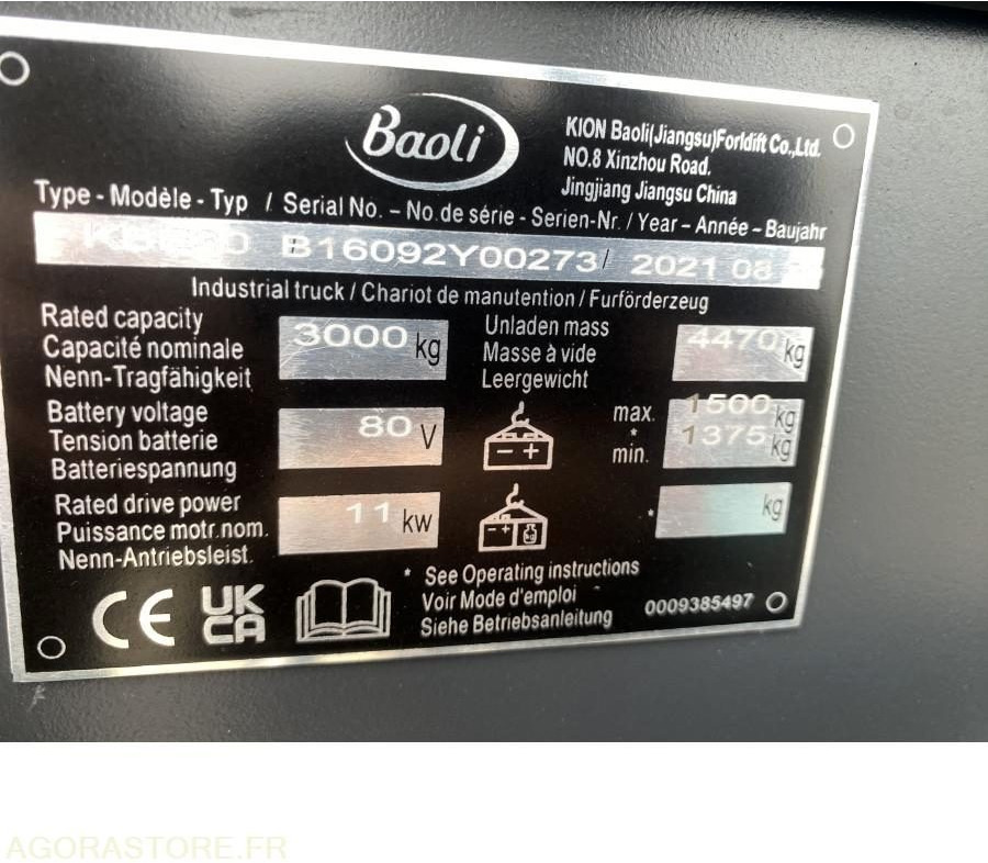 Chariot élévateur NEUF BAOLI KBE30N 3T ELECTRIQUE - Carrello elevatore elettrico: foto 3 Chariot élévateur NEUF BAOLI KBE30N 3T ELECTRIQUE - Carrello elevatore elettrico: foto 3