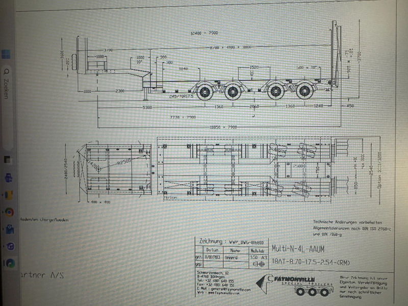 Faymonville F-S44-1AAA 4 AXLE, 2 STEERING AXLE, 7.9 METER EXTENADABLE DOUBLE RAMPS - Semirimorchio pianale ribassato: foto 4 Faymonville F-S44-1AAA 4 AXLE, 2 STEERING AXLE, 7.9 METER EXTENADABLE DOUBLE RAMPS - Semirimorchio pianale ribassato: foto 4