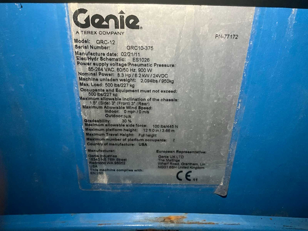 2011 GENIE GRC-12 AERIAL PLATFORM - Piattaforma aerea: foto 5 2011 GENIE GRC-12 AERIAL PLATFORM - Piattaforma aerea: foto 5