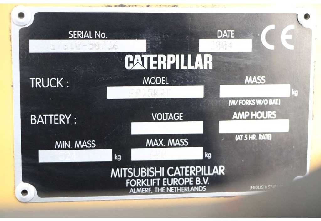 CATERPILLAR - EP15KRT - FORKLIFT TRIPLEX - SIDESHIFT, 3590 HOURS - Carrello elevatore: foto 4 CATERPILLAR - EP15KRT - FORKLIFT TRIPLEX - SIDESHIFT, 3590 HOURS - Carrello elevatore: foto 4