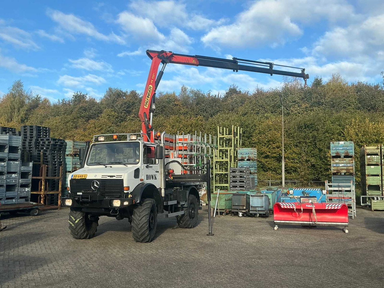 2002 MERCEDES-BENZ UNIMOG U2150L WITH PALFINGER PK 9501 CRANE AND AERIAL PLATFORM - Camion: foto 2 2002 MERCEDES-BENZ UNIMOG U2150L WITH PALFINGER PK 9501 CRANE AND AERIAL PLATFORM - Camion: foto 2