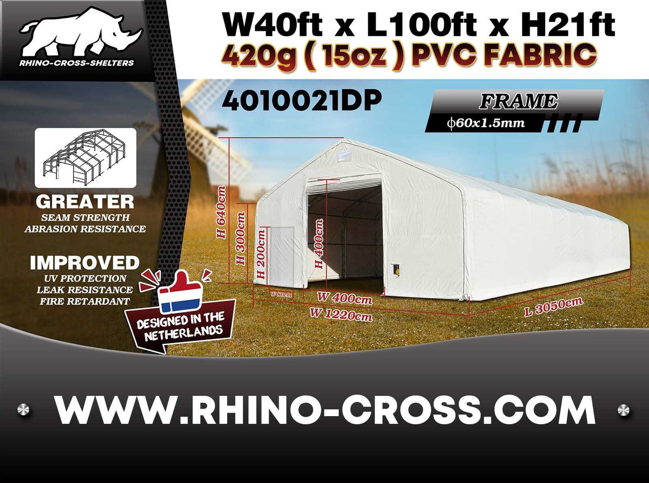 Serbatoio di stoccaggio Rhino-Cross-Shelter 4010021DP 30,5x12,2x6,4 m: foto 8