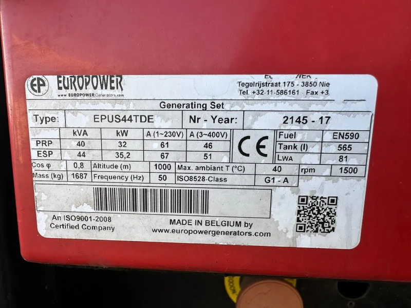 Europower EPUS44TDE Kubota Leroy Somer 44 kVA Supersilent Rental generatorset - Gruppo elettrogeno: foto 5 Europower EPUS44TDE Kubota Leroy Somer 44 kVA Supersilent Rental generatorset - Gruppo elettrogeno: foto 5