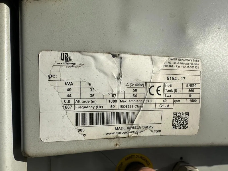 Gruppo elettrogeno Europower EPUS44TDE Kubota leroy Somer 44 kVA Supersilent Rental generatorset: foto 10