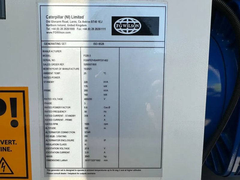 FG Wilson P220-3 Perkins 220 kVA Silent generatorset as New ! - Gruppo elettrogeno: foto 4 FG Wilson P220-3 Perkins 220 kVA Silent generatorset as New ! - Gruppo elettrogeno: foto 4