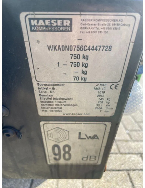 Compressore d'aria Kaeser M43 Kubota 4,2 m3 / min 7 Bar 30 kW Mobiele Silent Diesel Compressor: foto 11