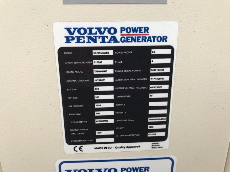Volvo Stamford 550 KVA TAD 1641 GE Super Silent Nieuw - Gruppo elettrogeno: foto 4 Volvo Stamford 550 KVA TAD 1641 GE Super Silent Nieuw - Gruppo elettrogeno: foto 4