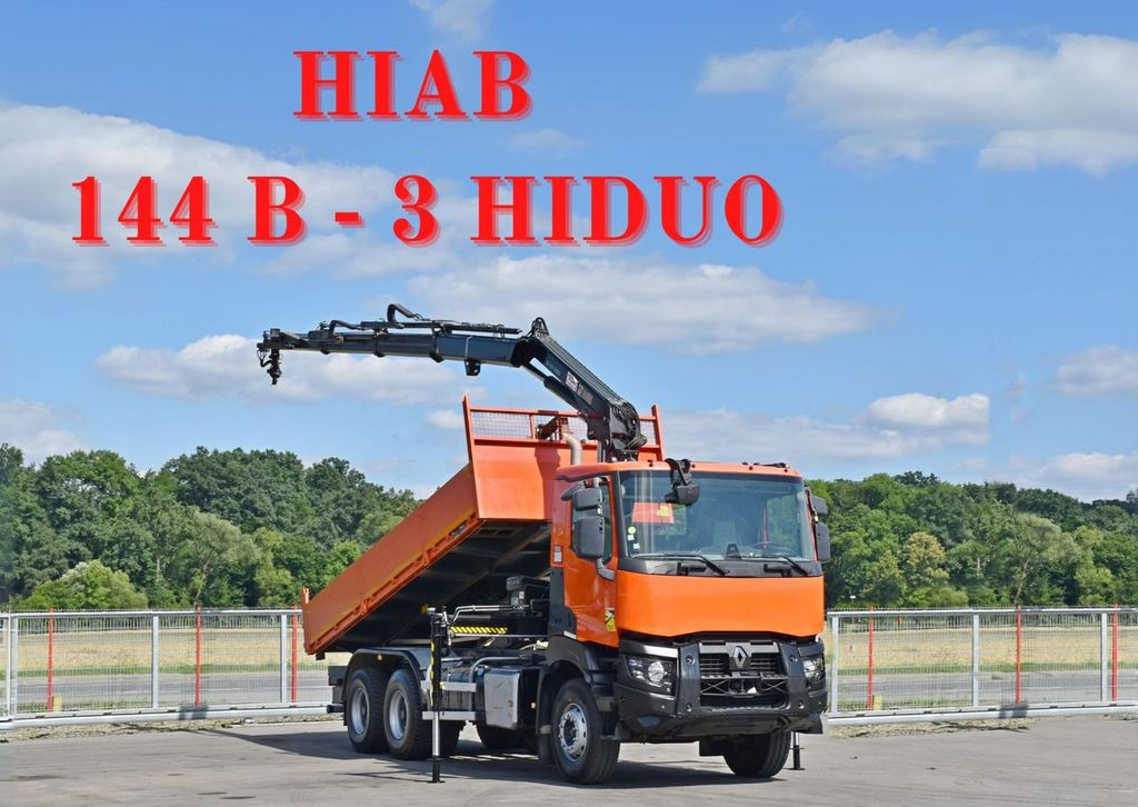 Renault K 430 * HIAB 144 B-3 HIDUO + FUNK / 6x4 - Camion con gru, Autocarro ribaltabile: foto 1 Renault K 430 * HIAB 144 B-3 HIDUO + FUNK / 6x4 - Camion con gru, Autocarro ribaltabile: foto 1
