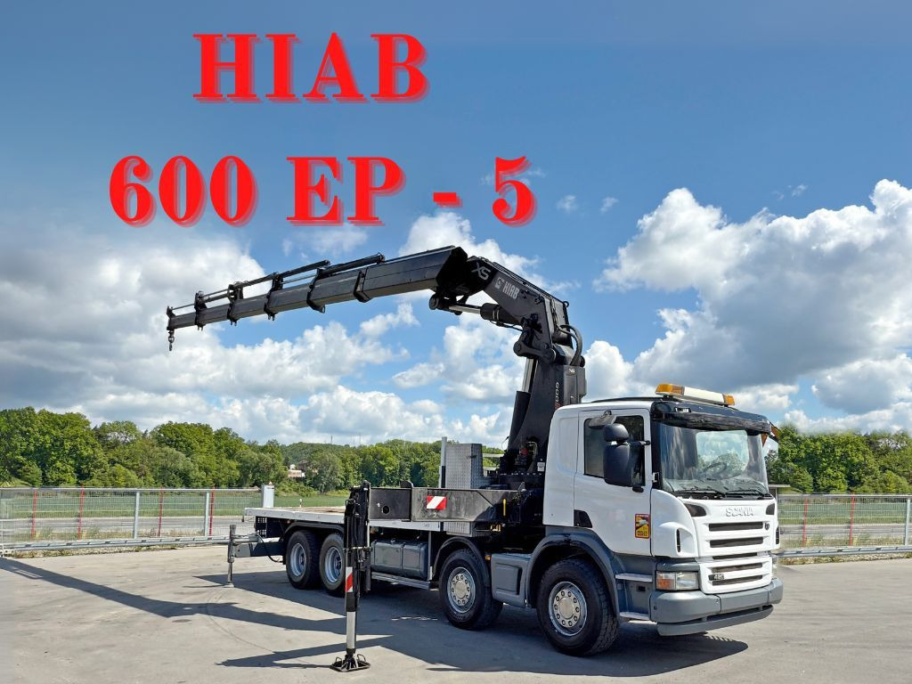 Scania P 420* PLATFORM 6,80m * HIAB 600 EP-5/FUNK * 8x4 - Camion con gru: foto 1 Scania P 420* PLATFORM 6,80m * HIAB 600 EP-5/FUNK * 8x4 - Camion con gru: foto 1