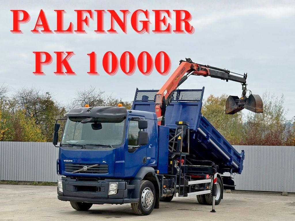 Volvo FL280 KIPPER 4,35m * PALFINGER PK 10000 + FUNK - Autocarro ribaltabile, Camion con gru: foto 1 Volvo FL280 KIPPER 4,35m * PALFINGER PK 10000 + FUNK - Autocarro ribaltabile, Camion con gru: foto 1