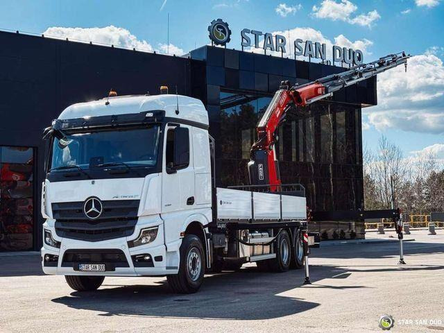 Mercedes-Benz ACTROS 3351 NEW 6x4 Fassi F485 Crane - Autocarro con pianale/ Cassone fisso, Camion con gru: foto 1 Mercedes-Benz ACTROS 3351 NEW 6x4 Fassi F485 Crane - Autocarro con pianale/ Cassone fisso, Camion con gru: foto 1
