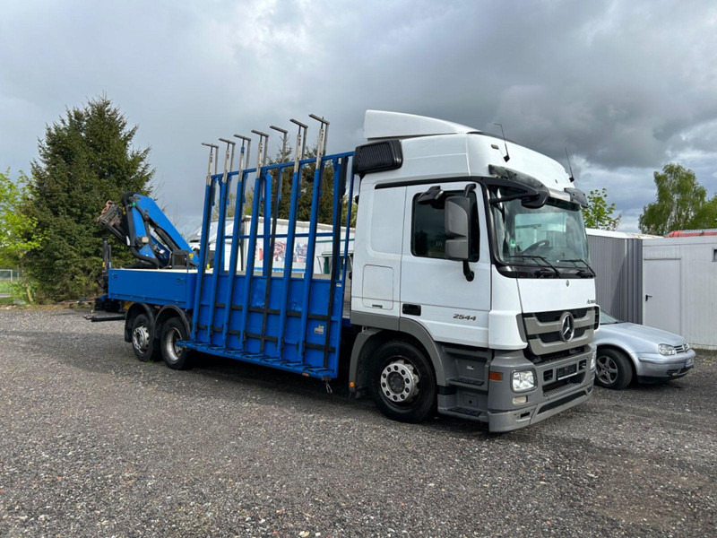 Mercedes-Benz Actros 2544 Glastransporter mit Palfinger Kran - Autocarro con pianale/ Cassone fisso, Camion con gru: foto 1 Mercedes-Benz Actros 2544 Glastransporter mit Palfinger Kran - Autocarro con pianale/ Cassone fisso, Camion con gru: foto 1