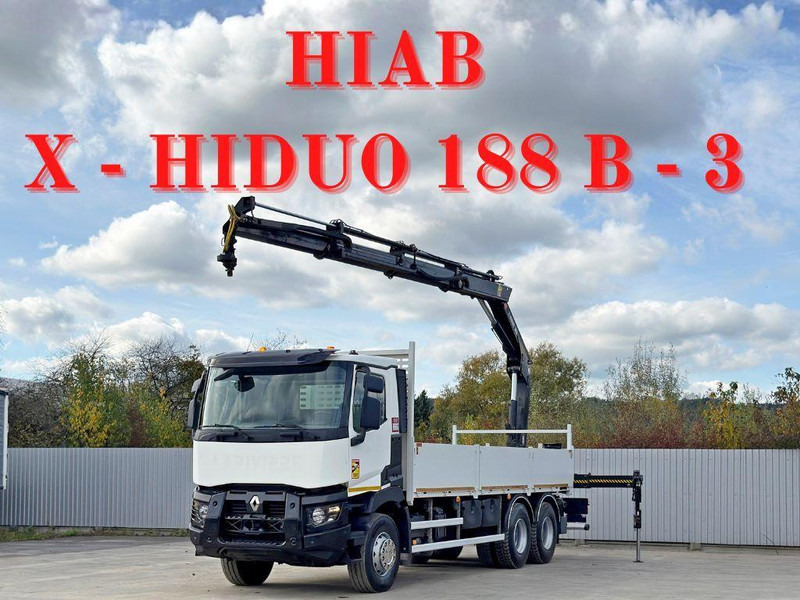 Renault C 380* HIAB X-HIDUO 188 B-3/FUNK*6x4 - Autocarro con pianale/ Cassone fisso, Camion con gru: foto 1 Renault C 380* HIAB X-HIDUO 188 B-3/FUNK*6x4 - Autocarro con pianale/ Cassone fisso, Camion con gru: foto 1