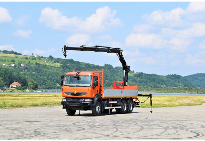 Renault KERAX 410 * HIAB 144 B-3 HIDUO / 6x4 * TOP - Autocarro con pianale/ Cassone fisso, Camion con gru: foto 2 Renault KERAX 410 * HIAB 144 B-3 HIDUO / 6x4 * TOP - Autocarro con pianale/ Cassone fisso, Camion con gru: foto 2