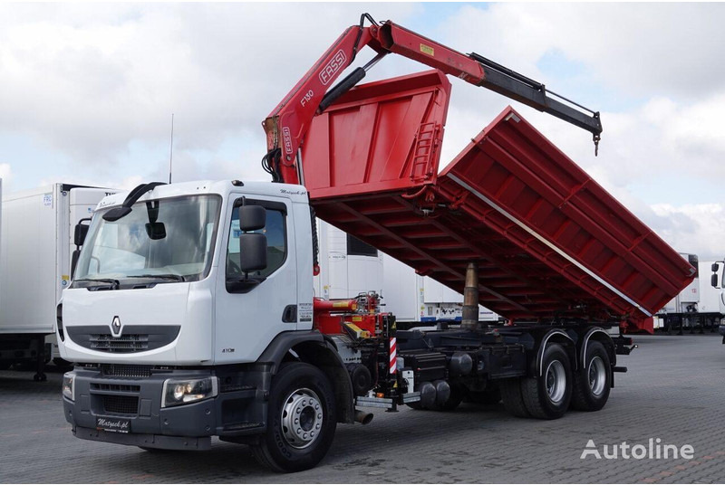 Renault LANDER 3 way tipper + crane FASSI 130 6x4 - Autocarro ribaltabile, Camion con gru: foto 1 Renault LANDER 3 way tipper + crane FASSI 130 6x4 - Autocarro ribaltabile, Camion con gru: foto 1