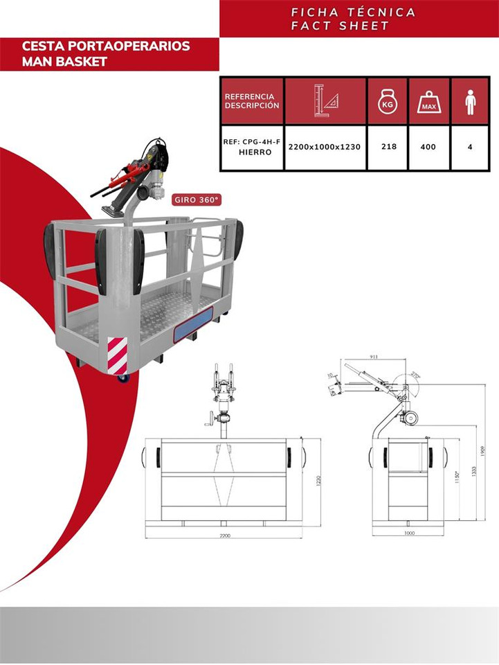 Iron Man Basket CPG-4H-F - Attrezzatura per Gru per autocarro: foto 3 Iron Man Basket CPG-4H-F - Attrezzatura per Gru per autocarro: foto 3