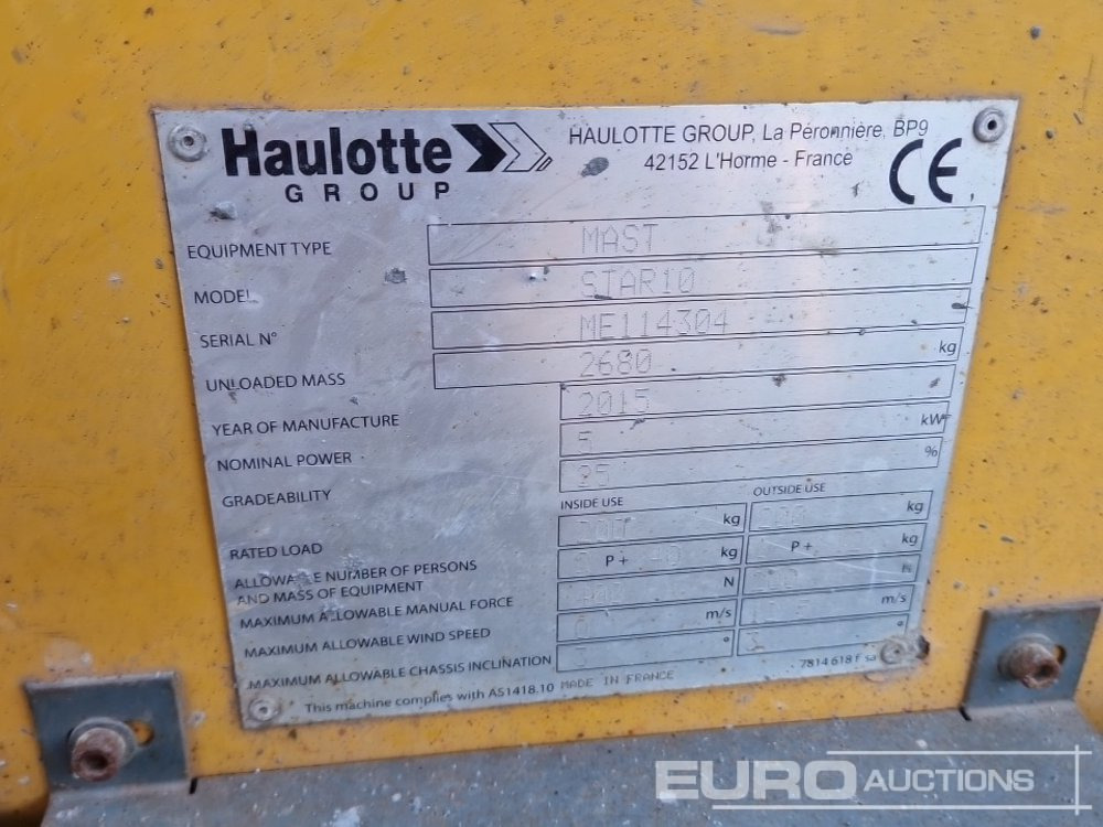 Elevatore verticale 2015 Haulotte Star 10: foto 30