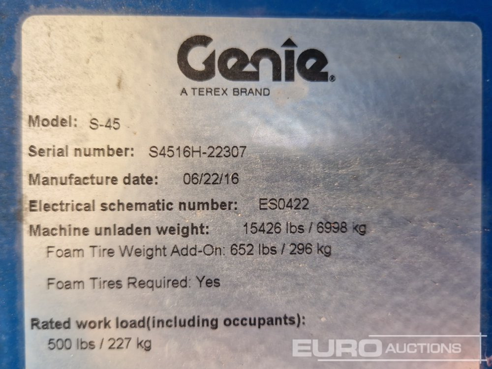 Piattaforma aerea 2016 Genie S-45: foto 34