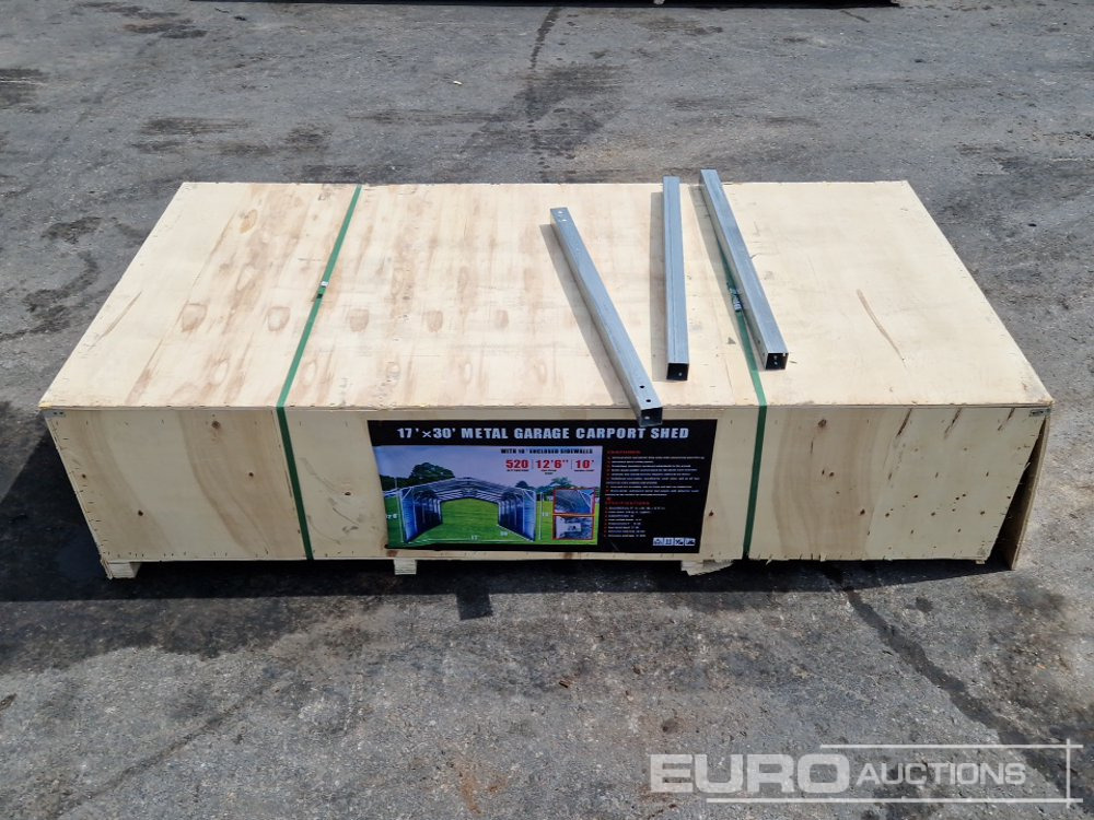 Unused 2025 17'x30' Metal Garage Carport Shed in 2.1x1x0.6m Transport Box - Contenitore abitativo: foto 1 Unused 2025 17'x30' Metal Garage Carport Shed in 2.1x1x0.6m Transport Box - Contenitore abitativo: foto 1
