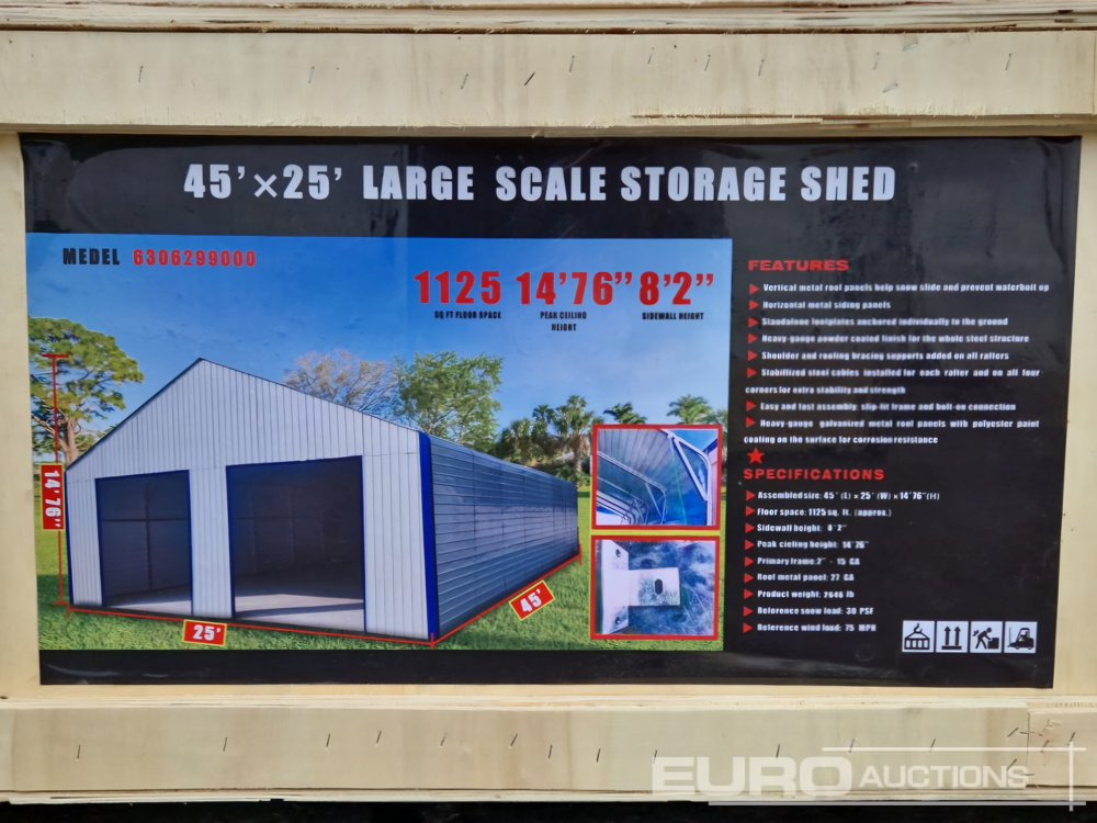 Unused 2025 45’x25’x14’76" Large Scale Storage Shed - Contenitore abitativo: foto 2 Unused 2025 45’x25’x14’76" Large Scale Storage Shed - Contenitore abitativo: foto 2