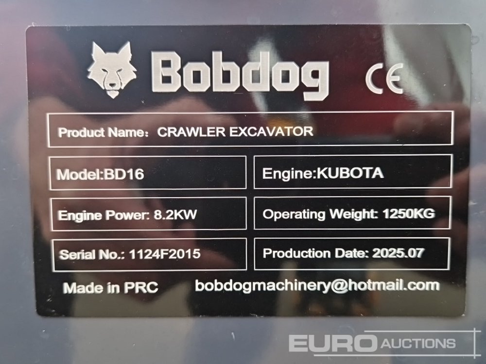 Miniescavatore Unused 2025 Bobdog BD16: foto 25 Miniescavatore Unused 2025 Bobdog BD16: foto 25