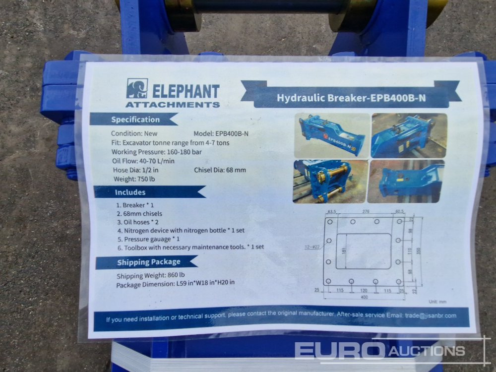Martello idraulico Unused 2025 Elephant EPB400B-N: foto 8 Martello idraulico Unused 2025 Elephant EPB400B-N: foto 8