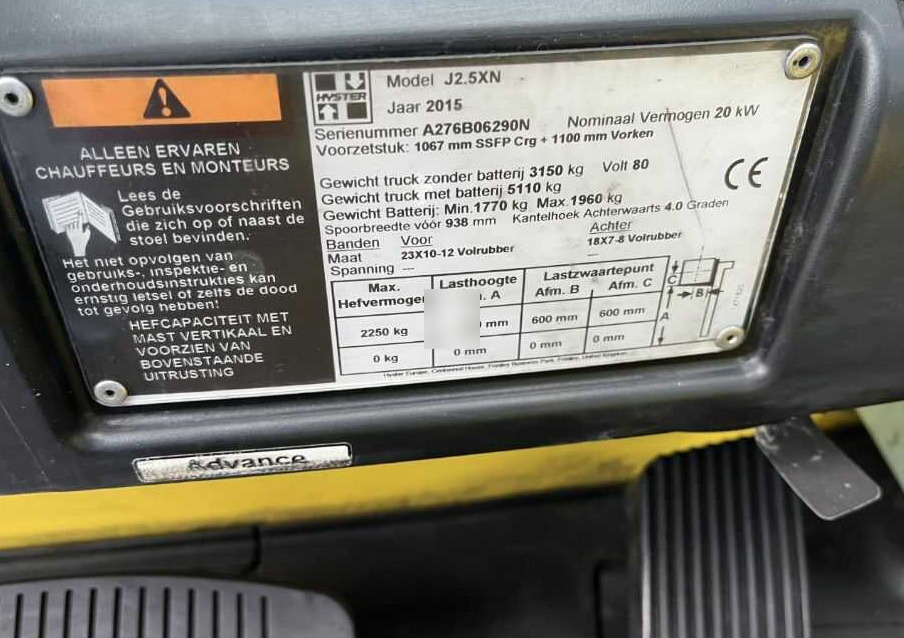 Hyster J2.5XN - Carrello elevatore elettrico: foto 4 Hyster J2.5XN - Carrello elevatore elettrico: foto 4