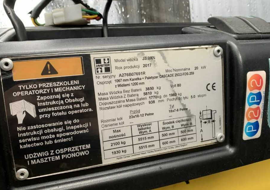 Hyster J3.0XN - Carrello elevatore elettrico: foto 4 Hyster J3.0XN - Carrello elevatore elettrico: foto 4