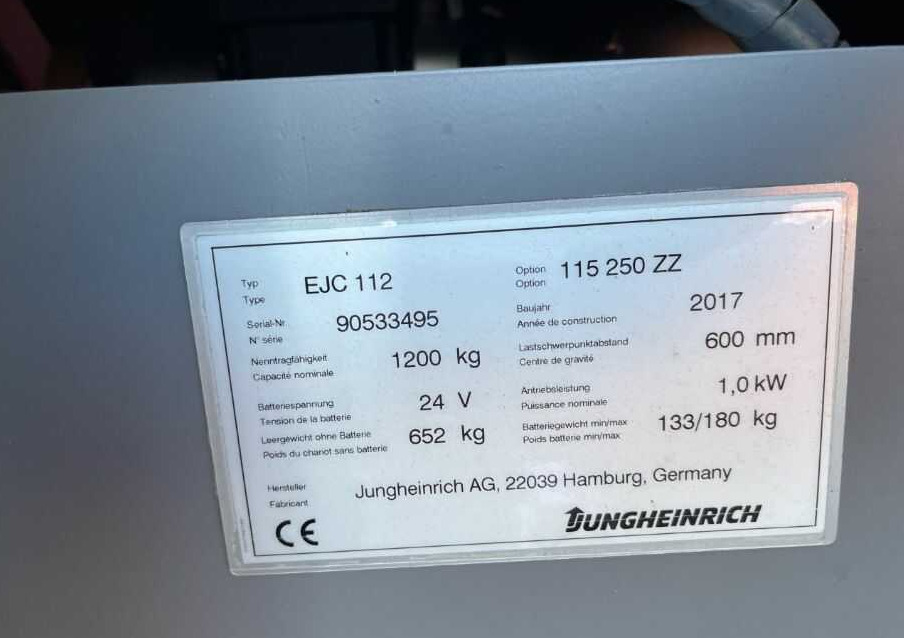 Jungheinrich EJC112 - Stoccatore: foto 4 Jungheinrich EJC112 - Stoccatore: foto 4