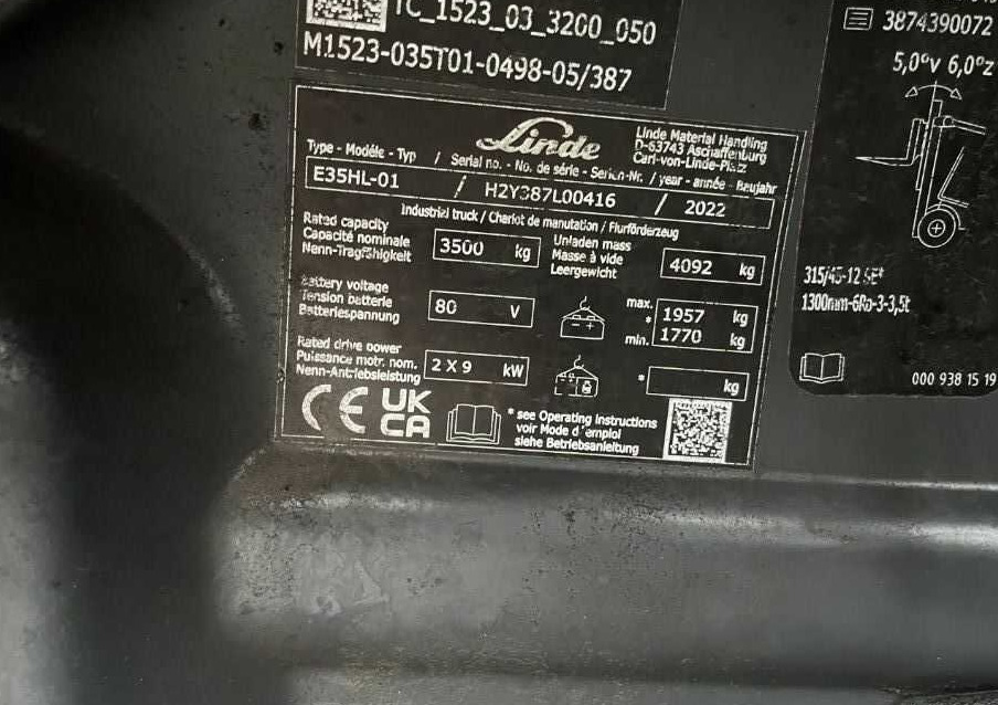 Linde E35HL-01 - Carrello elevatore elettrico: foto 4 Linde E35HL-01 - Carrello elevatore elettrico: foto 4