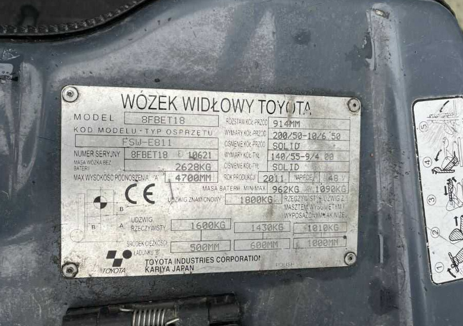 Toyota 8FBET18 - Carrello elevatore elettrico: foto 4 Toyota 8FBET18 - Carrello elevatore elettrico: foto 4