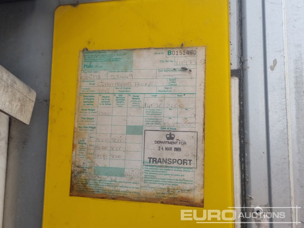 Semirimorchio frigorifero 2008 Gray & Adams Tri Axle Refrigeration Trailer: foto 44
