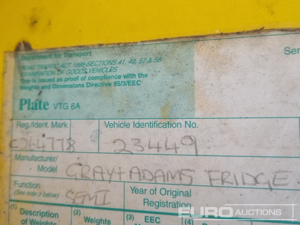 Semirimorchio frigorifero 2008 Gray & Adams Tri Axle Refrigeration Trailer: foto 45