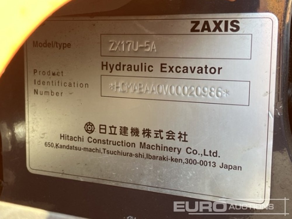 2016 Hitachi ZX17U-5A - Miniescavatore: foto 5 2016 Hitachi ZX17U-5A - Miniescavatore: foto 5
